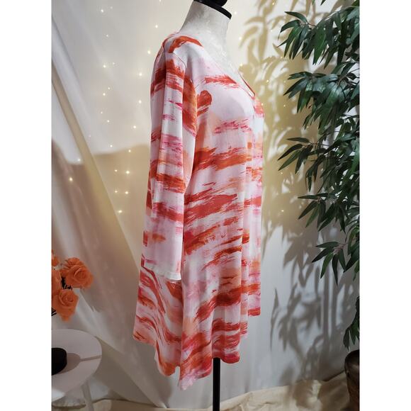 Rose + Olive Scoop Neck 3/4 Sleeve Hi Low Blouse Top Womens Plus Size 2X Pink - Picture 4 of 9